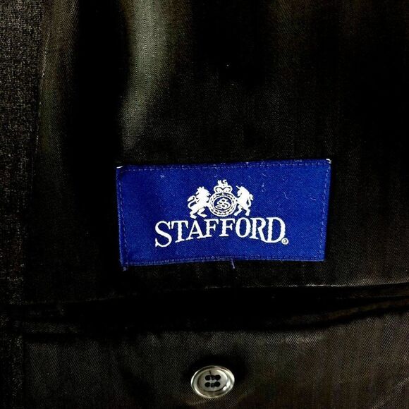 Stafford Wool 2 Button Portly Sport Coat 44L Gray Long - Picture 9 of 12